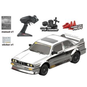WHOOSH DC162A BMW E30 RTR 1/16 4WD Drift RC Car with ESP Gyro – 50km/h High Speed Racing Car (Silver)