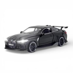 1:32 Diecast Model Alloy B-M-W M4 Metal Pull Back Car with Sound Light, Openable Doors - Black